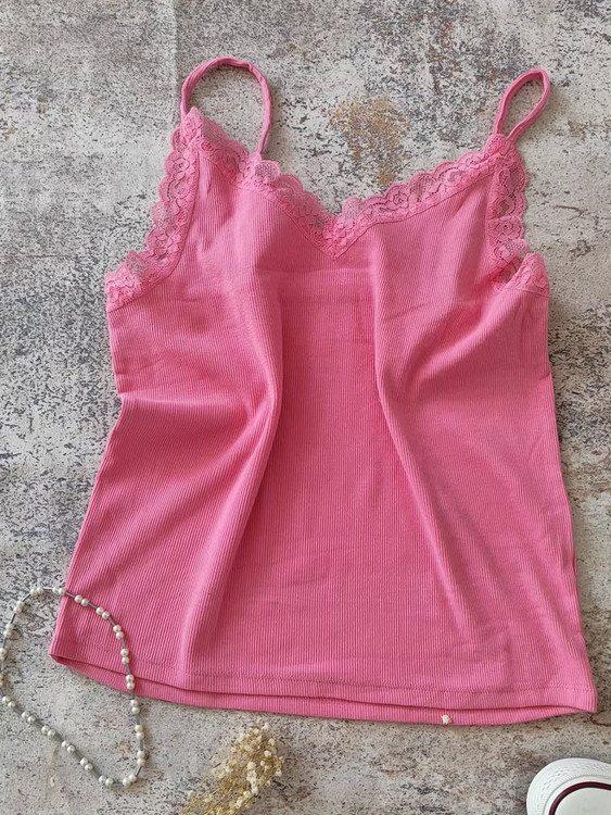 تاپ کبریتی دخترانه از برند پریماک یقه گیپور رنگ صورتی