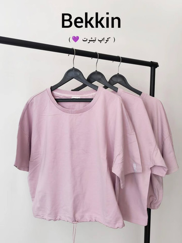 کراپ تیشرت دخترانه برند Bekkin اورجینال، تیشرت بنفش یاسی گرم بالا، لباس راحتی زنانه باکیفیت آنیلی مد.
