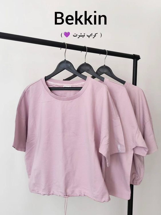 کراپ تیشرت دخترانه برند Bekkin اورجینال، تیشرت بنفش یاسی گرم بالا، لباس راحتی زنانه باکیفیت آنیلی مد.