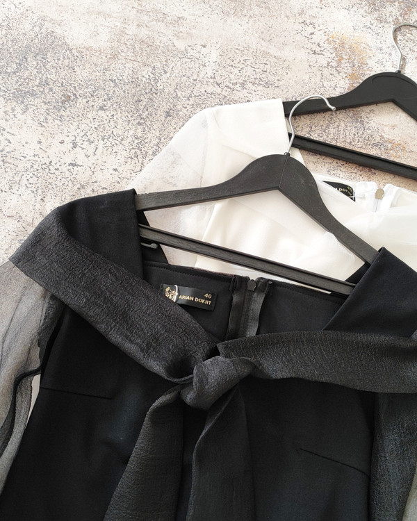 شومیز نیم تنه مشکی مجلسی آستین حریر