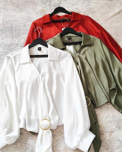 شومیز ساتن جولیا مجلسی گرهی