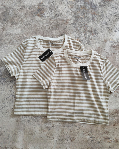 تیشرت نخی دخترانه راه راه رنگ کرم برند اسمارا esmara