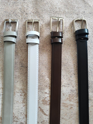 کمربند سگگ دار چرم سفید مشکی قهوه ای طوسی