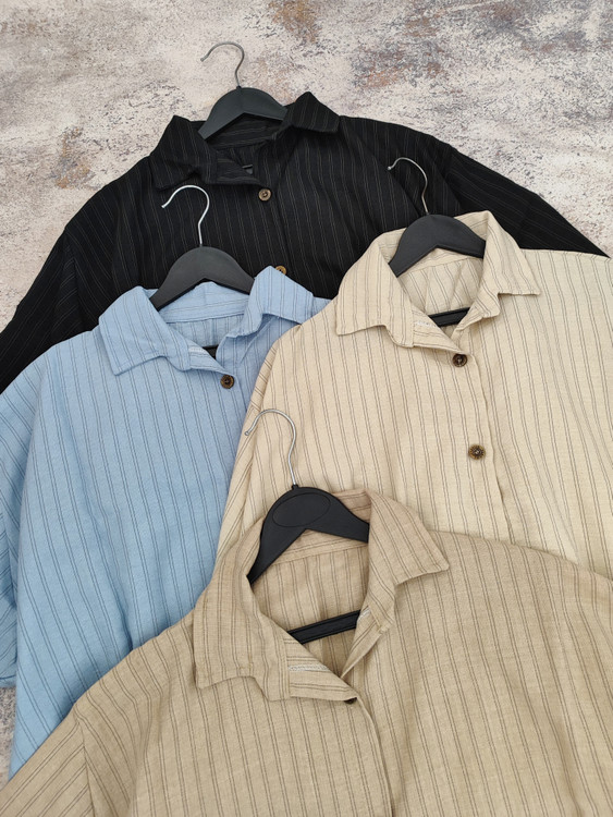 شومیز ژاکارد راه راه باکسی شانتون