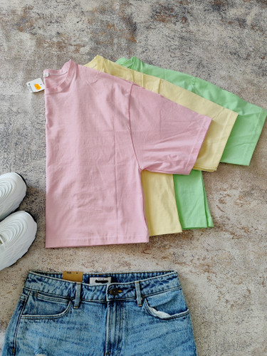 تیشرت کراپ پاستیلی ساده