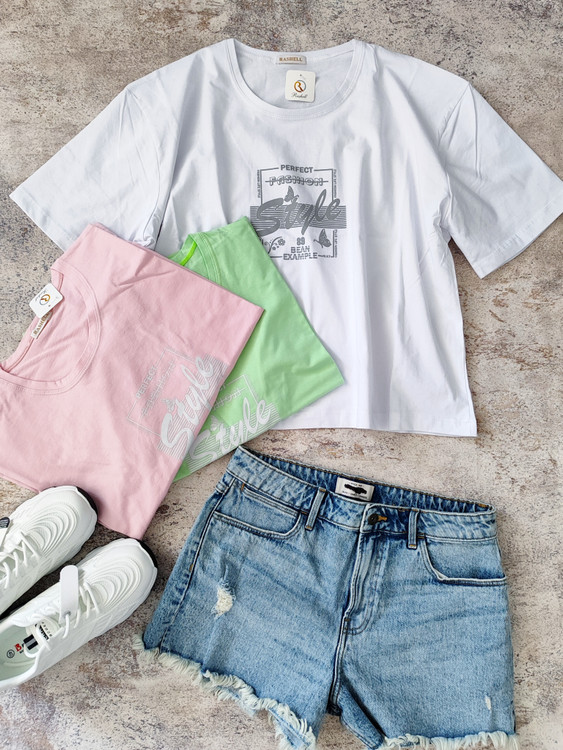 تیشرت باکسی چاپی پاستیلی