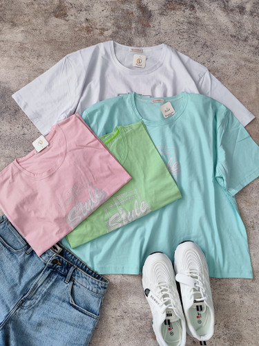 تیشرت باکسی پاستیلی چاپی