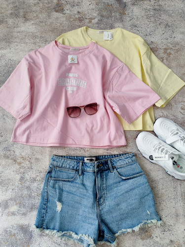 تیشرت کراپ باکسی پاستیلی