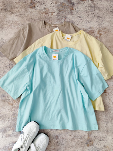 تیشرت باکسی پاستیلی نخ پنبه ساده لش